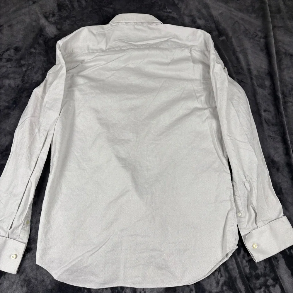 Banana Republic Dress Shirt Mens L Gray Egyptian Cotton Fitted Long Sleeve 3812